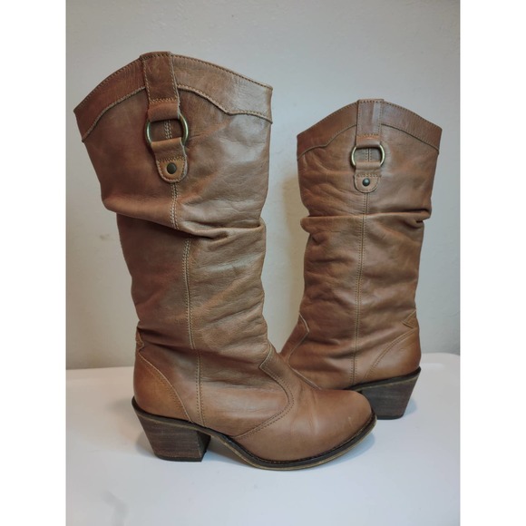 Steve Madden Shoes - Steve Madden Gammbble slouchy caramel leather boots